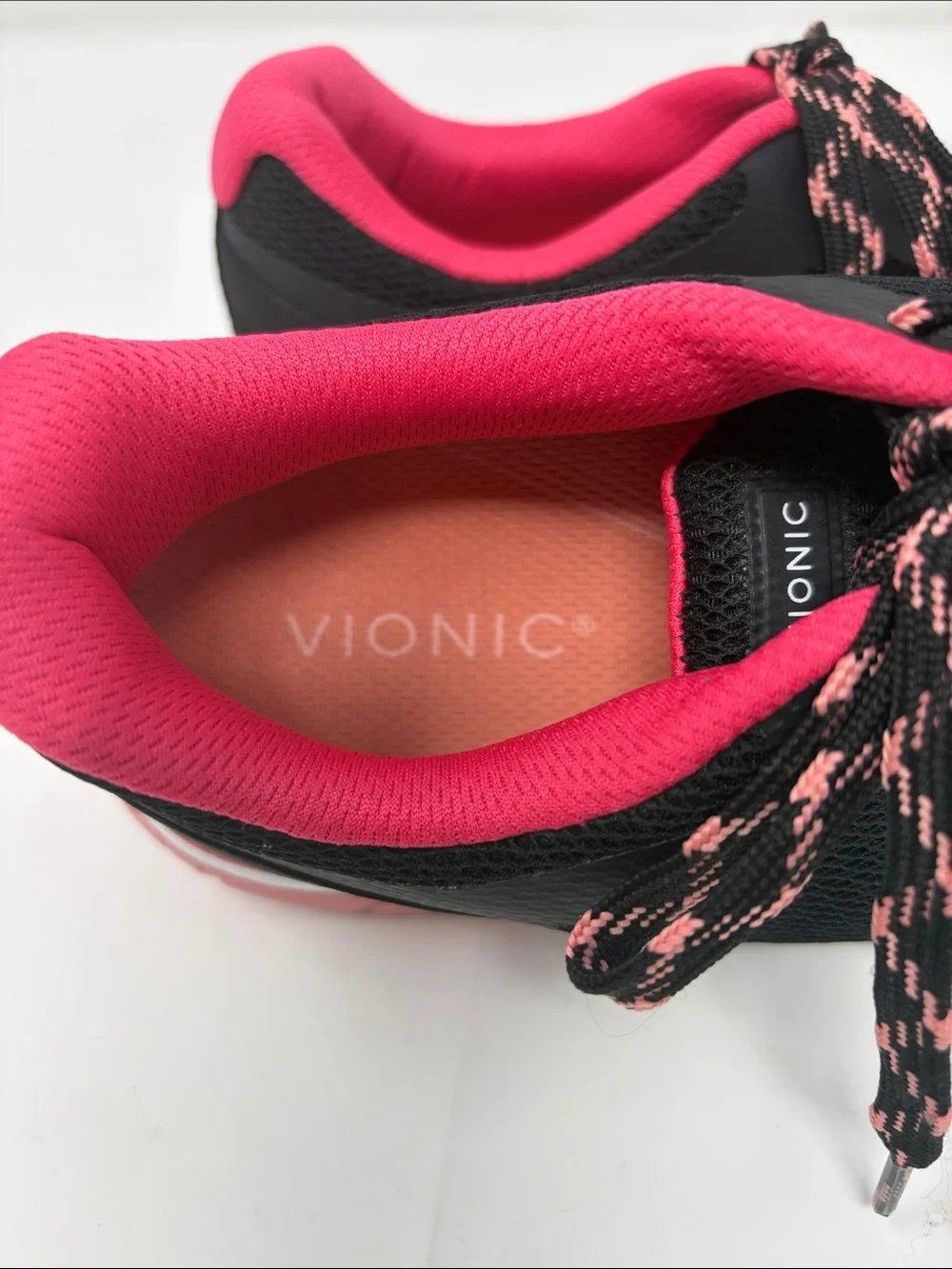 Vionic Black Sneakers with Pink and Coral Accents Size 9.5 Excellent Condition